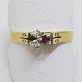 9ct Yellow Gold Natural Ruby &amp; Diamond Ring