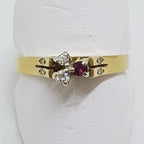 9ct Yellow Gold Natural Ruby &amp; Diamond Ring