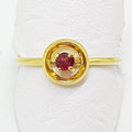 18ct Yellow Gold Natural Ruby Round Ring