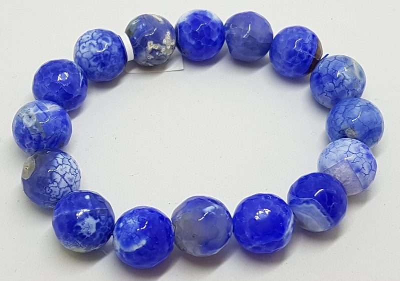 Blue Agate Elastic Bead Bracelet