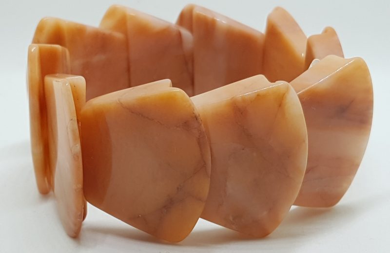Large Heavy Peach Aventurine Unusual Elastic Bead Bracelet