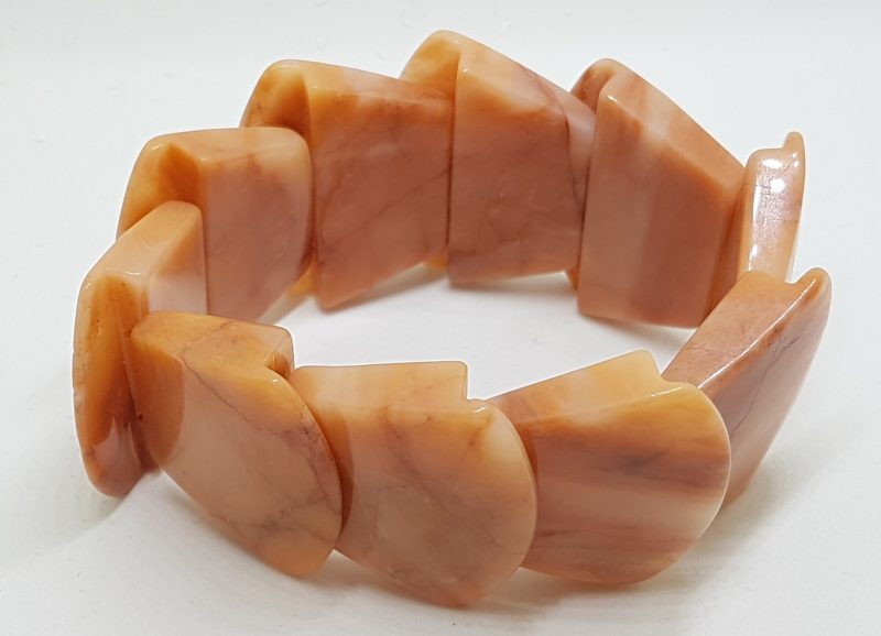 Large Heavy Peach Aventurine Unusual Elastic Bead Bracelet