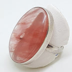 Sterling Silver Large Oval Strawberry Quartz Ring