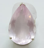 Sterling Silver Large Teardrop Shape Rose Quartz Ring - Cocktail Ring