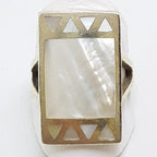 Sterling Silver Mother of Pearl Large Rectangular Ring