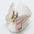 Sterling Silver Mother of Pearl & Pink Large Jointed Butterfly Ring