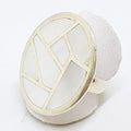 Sterling Silver White Mother of Pearl Large Oval Patterned Ring