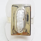 Sterling Silver Blister Pearl Rectangular Ring