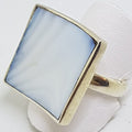 Sterling Silver Square Blue Mother of Pearl Ring