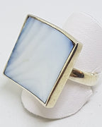 Sterling Silver Square Blue Mother of Pearl Ring