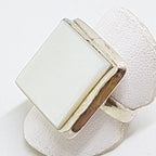 Sterling Silver Square White Mother of Pearl Ring