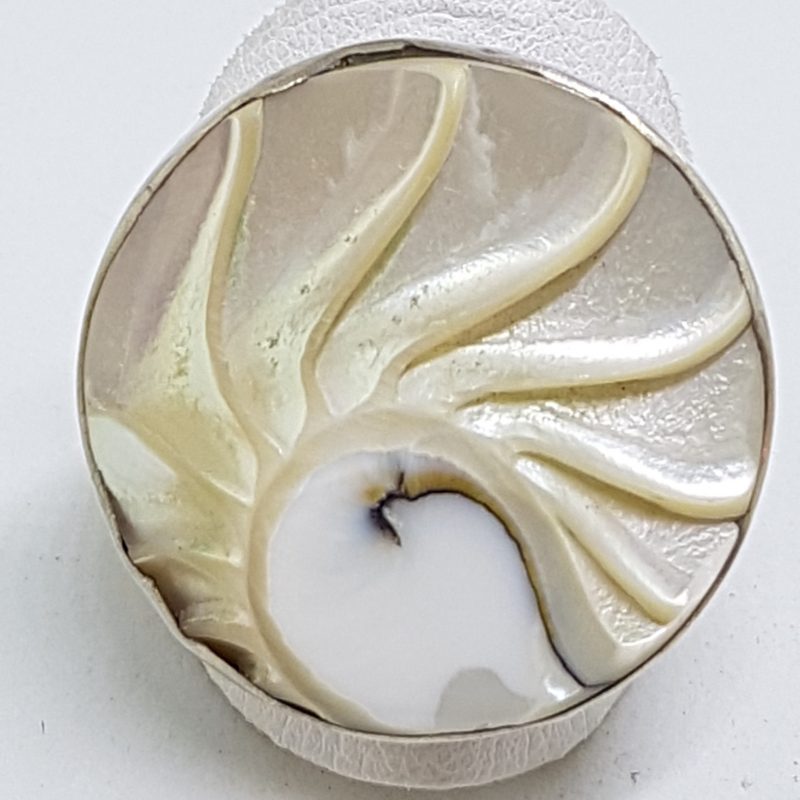 Sterling Silver Large Round Shell Ring