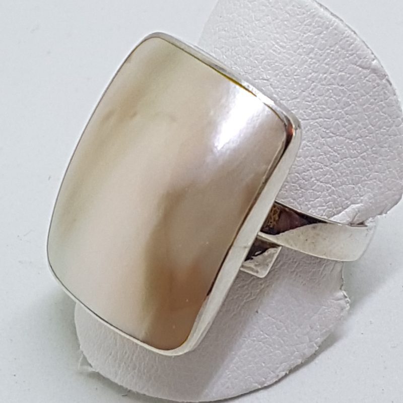 Sterling Silver Large Rectangular Mother of Pearl Ring