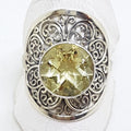 Sterling Silver Ornate Filigree Lemon Citrine Ring