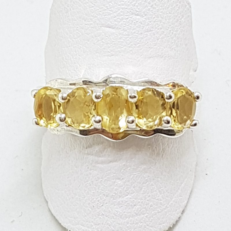 Sterling Silver Citrine Bridge Set Ring