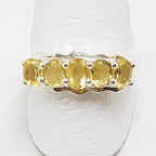Sterling Silver Citrine Bridge Set Ring