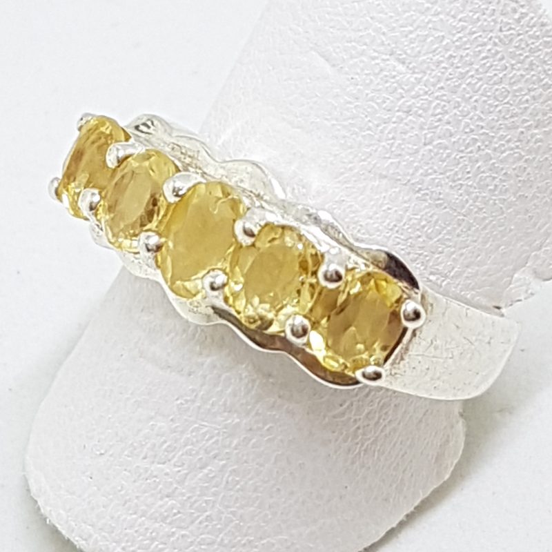 Sterling Silver Citrine Bridge Set Ring