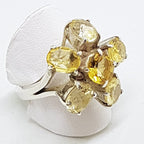 Sterling Silver Large Flower Cluster Citrine Ring