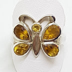 Sterling Silver Citrine Butterfly Ring