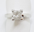 18ct White Gold 1.30ct Princess Cut Diamond Engagement Ring – Claw Set