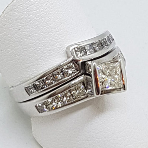 14ct White Gold Diamond Engagement &amp; Wedding Ring Set
