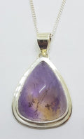Sterling Silver Large Cabochon Teardrop Ametrine Pendant on Chain