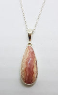 Sterling Silver Teardrop Shape Rhodochrosite Pendant on Silver Chain