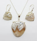 Sterling Silver Crazy Lace Agate Pendant on Silver Chain with Earrings - Set
