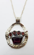 Sterling Silver Garnet Paw Print Pendant on Sterling Silver Chain