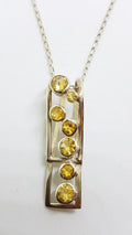 Sterling Silver Long Cluster Citrine Pendant on Silver Chain