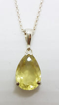 Sterling Silver Citrine Teardrop Shape Pendant on Silver Chain