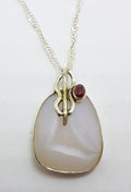 Sterling Silver Druzy and Garnet Pendant on Silver Chain