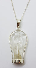 Sterling Silver Clear Crystal Quartz Carved Angel Pendant on Silver Chain