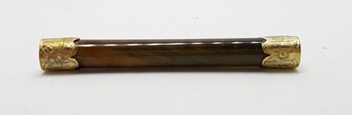 14ct Yellow Gold Long Tiger Eye Bar Brooch
