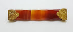 9ct Yellow Gold Large/Long Red Scottish Agate Bar Brooch