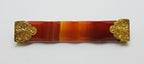 9ct Yellow Gold Large/Long Red Scottish Agate Bar Brooch