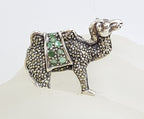 Sterling Silver Very Large Camel Ring with Marcasite and Emerald