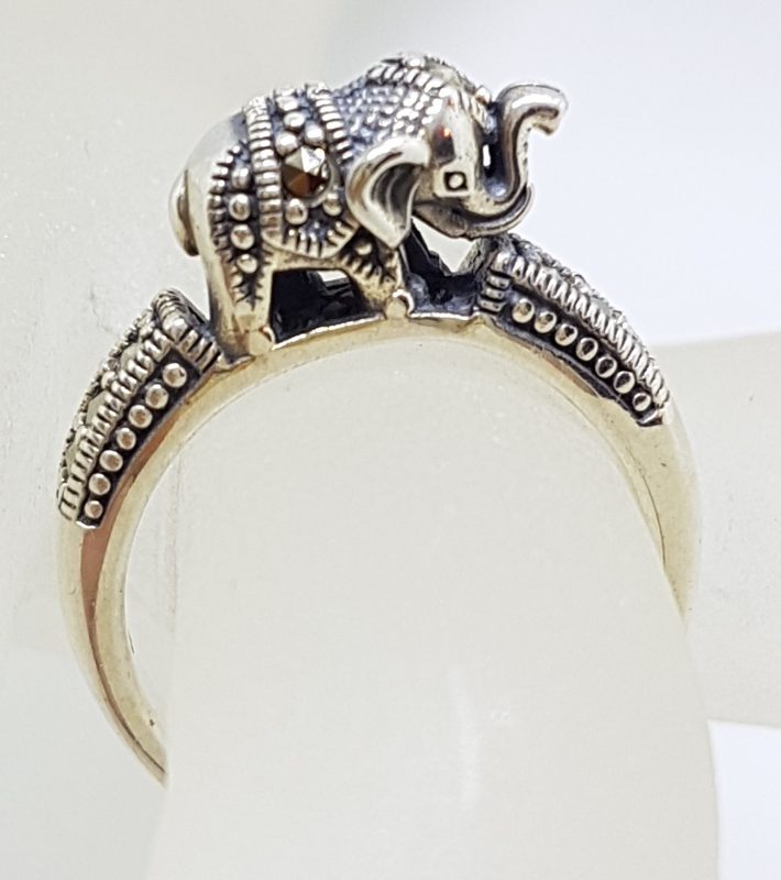 Sterling Silver Marcasite Elephant on Band Ring
