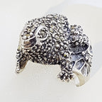 Sterling Silver Marcasite Large Frog Ring