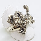 Sterling Silver Marcasite Large Puppy Dog Ring