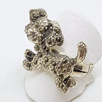 Sterling Silver Marcasite Large Puppy Dog Ring