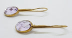 9ct Yellow Gold Light Coloured Oval Amethyst Long Drop Earrings