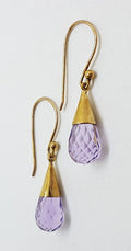 9ct Yellow Gold Amethyst in Cone Drop Earrings