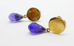 9ct Yellow Gold Amethyst Handmade Drop Earrings
