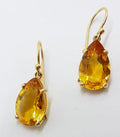 9ct Yellow Gold Teardrop Shape Claw Set Citrine Drop Earrings
