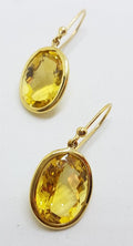 14ct Yellow Gold Oval Bezel Set Citrine Drop Earrings