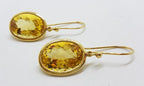 14ct Yellow Gold Oval Bezel Set Citrine Drop Earrings