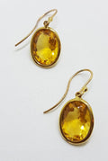 9ct Yellow Gold Oval Citrine Drop Earrings