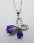 Sterling Silver Butterfly Cubic Zirconia Pendant on Silver Chain