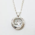 Sterling Silver Cubic Zirconia Spinner Round Cross/Crucifix Pendant on Silver Chain